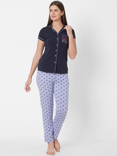 

Sweet Dreams Women Navy Blue Printed Night Suit