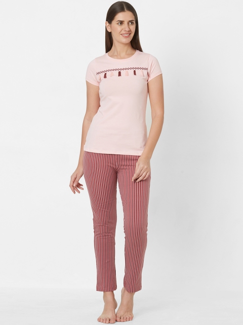 

Sweet Dreams Women Pink Solid Night Suit