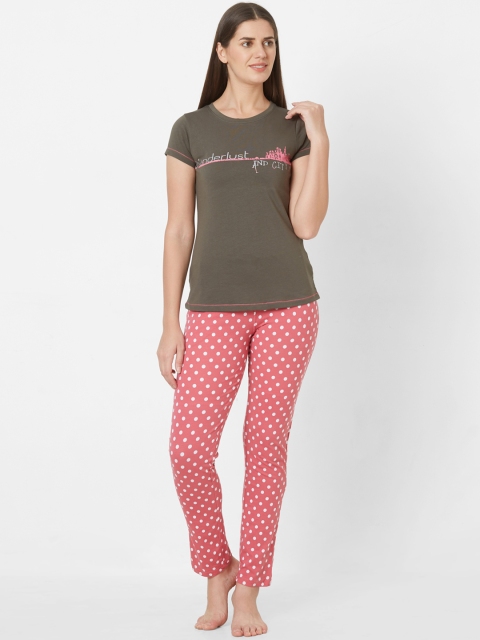 

Sweet Dreams Women Olive Green Printed Night suit