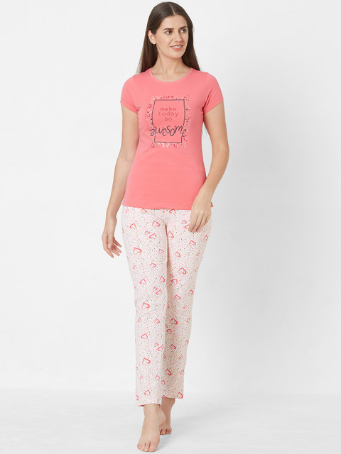 

Sweet Dreams Women Peach-Coloured Printed Night suit