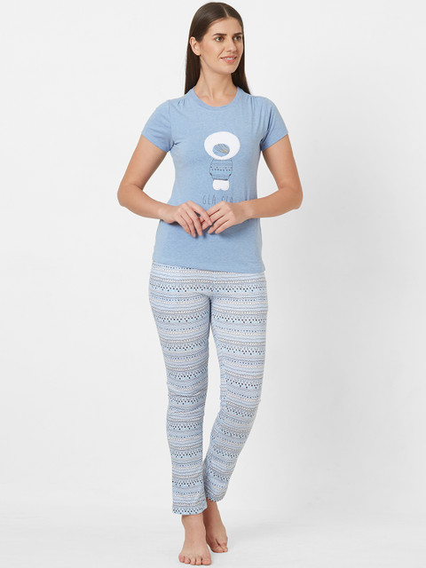 

Sweet Dreams Women Blue Printed Night suit