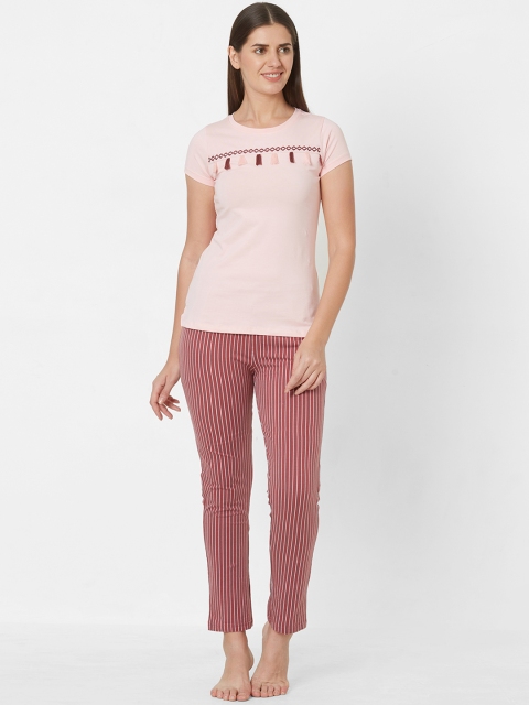 

Sweet Dreams Women Pink & Brown Printed Night suit