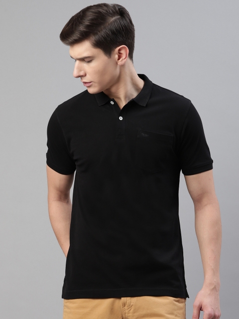 

Park Avenue Men Black Slim Fit Solid Polo Collar T-shirt