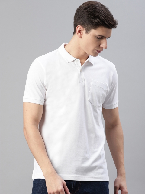 

Park Avenue Men White Solid Slim Fit Polo Collar T-shirt