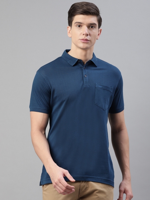 

Park Avenue Men Navy Blue Solid Slim Fit Polo Collar Pure Cotton T-shirt