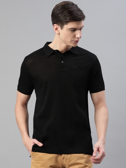 

Park Avenue Men Black Slim Fit Solid Polo Collar T-shirt