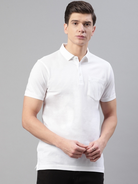 

Park Avenue Men White Slim Fit Solid Polo Collar T-shirt