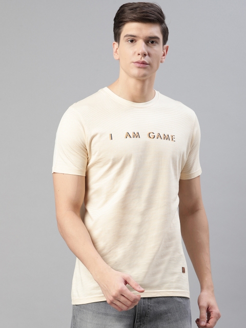 

Park Avenue Men Yellow Slim Fit Striped Round Neck T-shirt