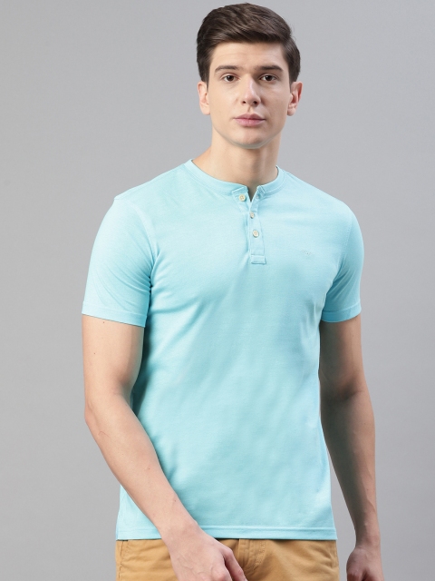 

Park Avenue Men Blue Solid Slim Fit Henley Neck T-shirt