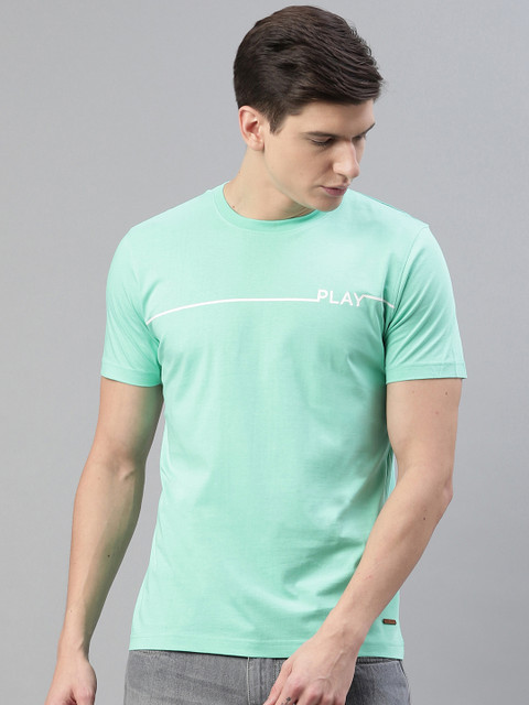 

Park Avenue Men Sea Green Solid Slim Fit Round Neck T-shirt