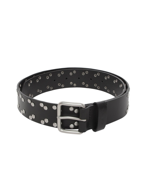 

Levis Men Black Embellished Leather Belt