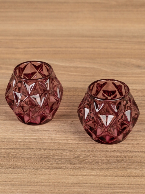 

Pure Home and Living Set of 2 Glass T-Light Holder, Mauve