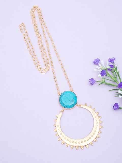 

Golden Peacock Gold-Plated & Turquoise Blue Necklace