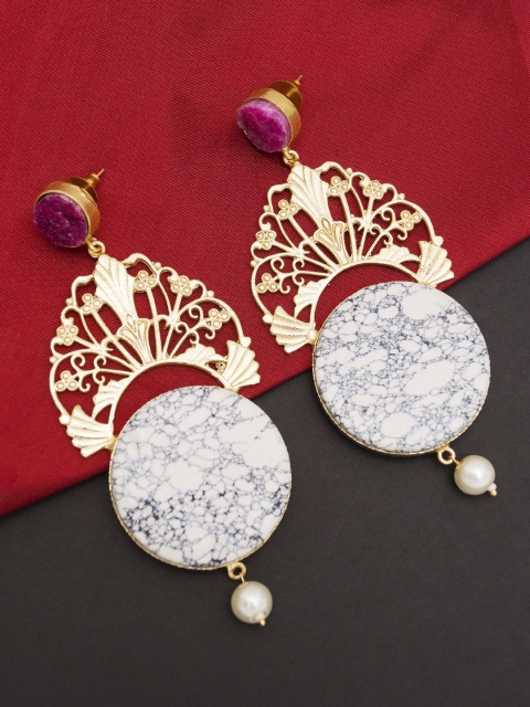 

Golden Peacock Gold-Plated & Red Circular Drop Earrings