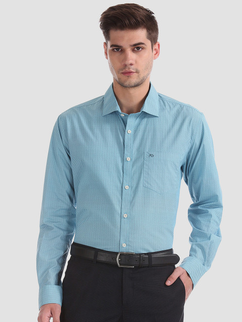 

AD By Arvind Men Blue & Grey Regular Fit Geometric Pattern Formal Shirt