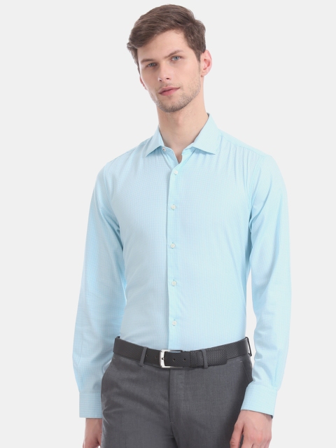 

AD By Arvind Men Blue & White Regular Fit Micro Self-Checked Formal Shirt