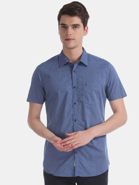 

AD By Arvind Men Blue Modern Slim Fit Printed Casual Shirt