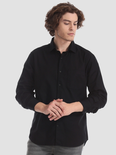 

AD By Arvind Men Black Slim Fit Solid Casual Shirt