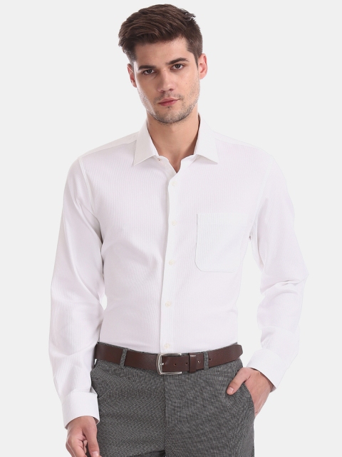 

AD By Arvind Men White Slim Fit Self Design Formal Shirt