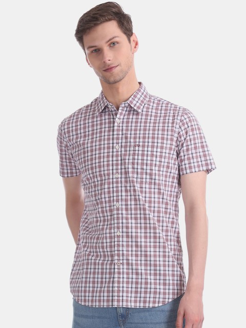 

AD By Arvind Men White & Red Slim Fit Checked Casual Shirt