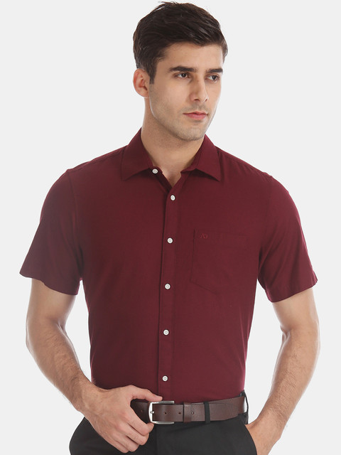 

AD By Arvind Men Maroon Slim Fit Solid Formal Shirt