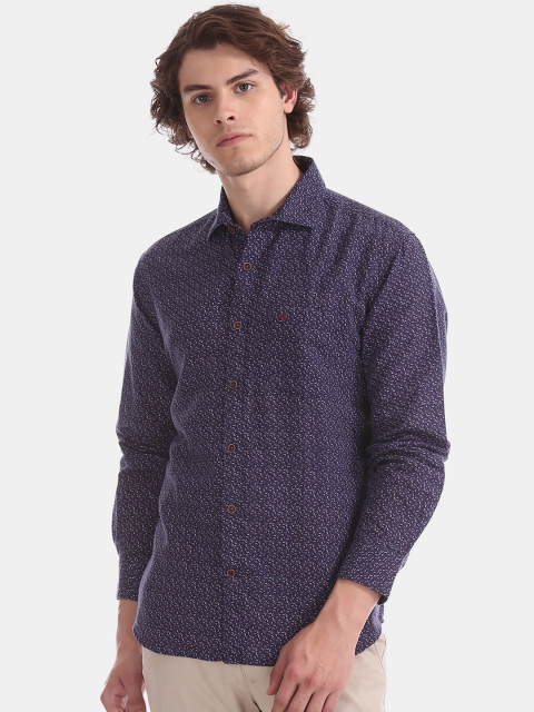 

AD By Arvind Men Navy Blue & Red Slim Fit Printed Casual Shirt