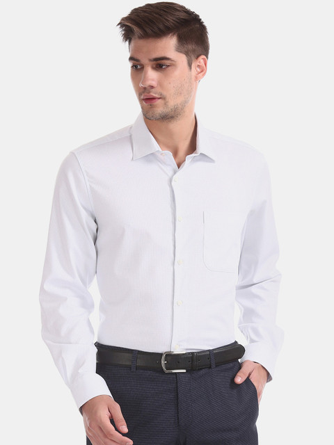

AD By Arvind Men White Regular Fit Textured Formal Shirt