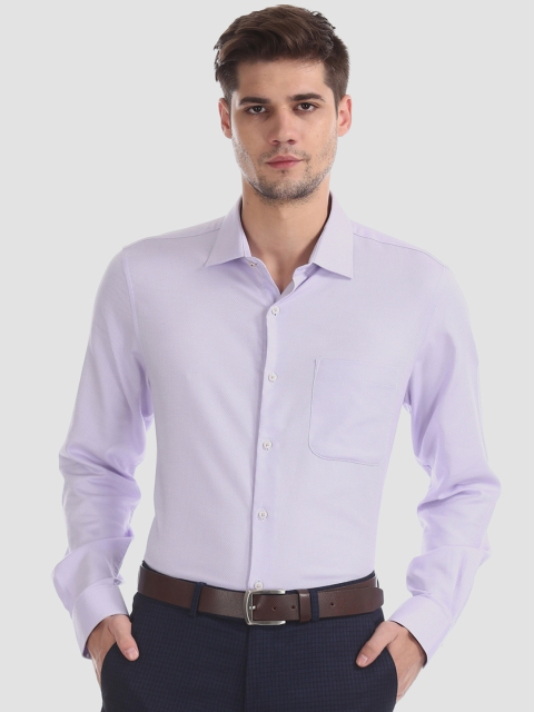 

AD By Arvind Men Lavender & White Regular Fit Self Design Formal Shirt