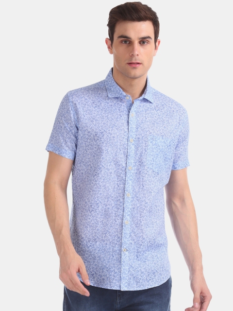 

AD By Arvind Men Blue Slim Fit Printed Casual Shirt