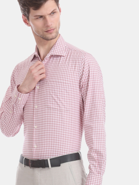 

AD By Arvind Men Red & White Regular Fit Gingham Check Formal Shirt