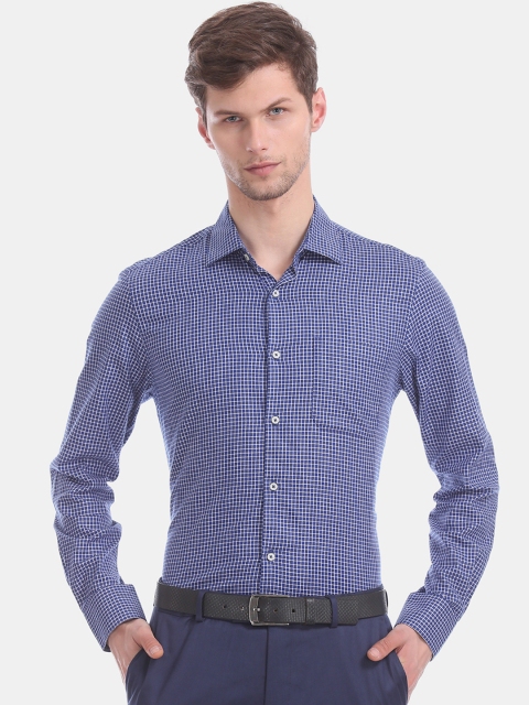 

AD By Arvind Men Blue & White Regular Fit Grid Check Formal Shirt
