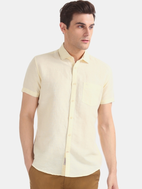 

AD By Arvind Men Yellow Slim Fit Solid Casual Shirt