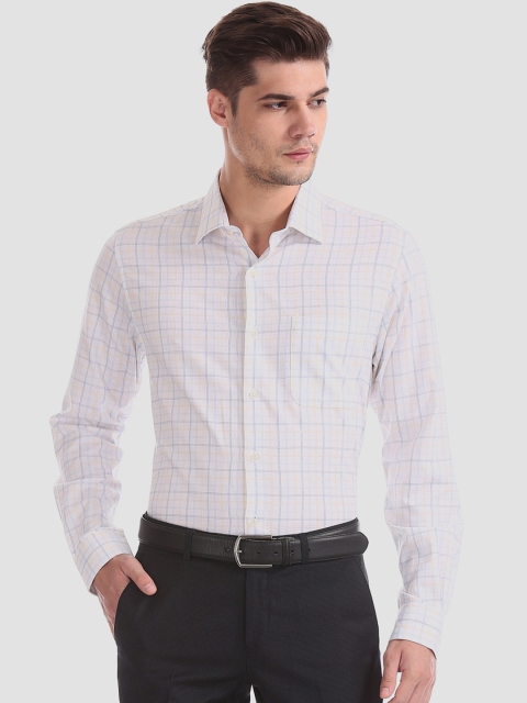 

AD By Arvind Men White Regular Fit Checked Formal Shirt