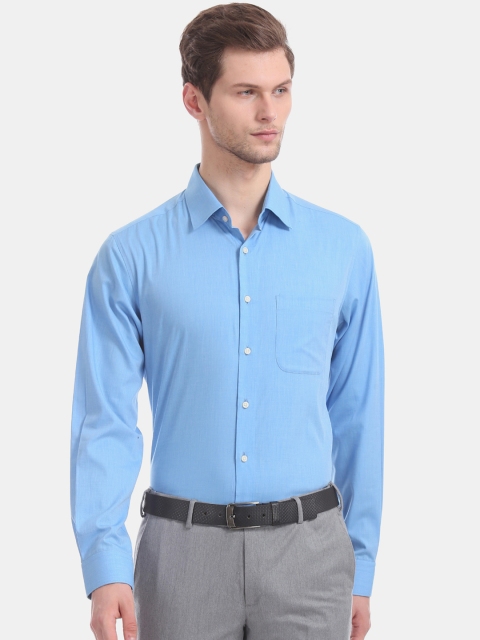 

AD By Arvind Men Blue Slim Fit Solid Casual Shirt