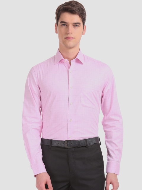 

AD By Arvind Men Pink Regular Fit Grid Checked Formal Shirt