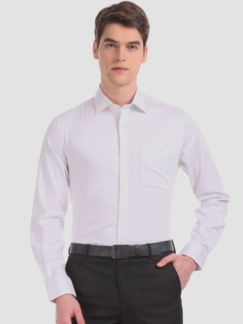 

AD By Arvind Men White Regular Fit Grid Check Formal Shirt
