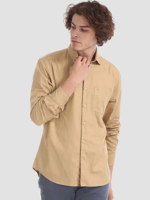 

AD By Arvind Men Beige Slim Fit Solid Casual Shirt