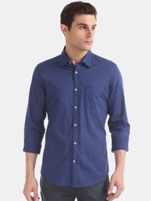 

AD By Arvind Men Blue & White Slim Fit Printed Casual Shirt