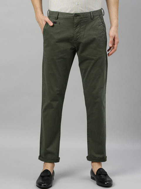 

RARE RABBIT Men Green Regular Fit Solid Regular Trousers
