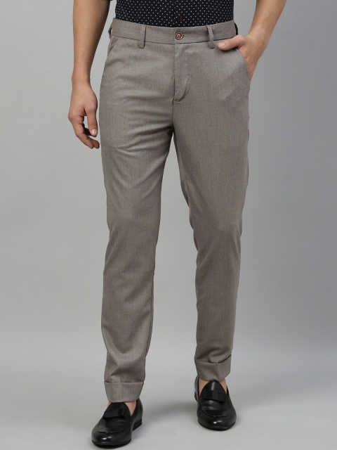 

RARE RABBIT Men Grey Regular Fit Solid Regular Trousers