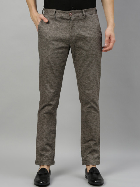 

RARE RABBIT Men Grey Regular Fit Self Design Regular Trousers