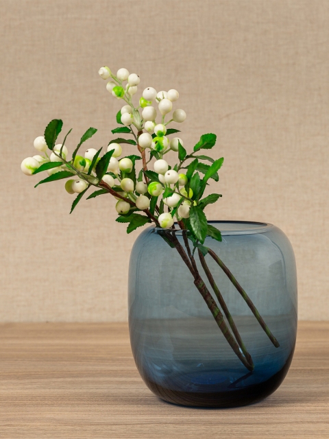 

Pure Home and Living Blue Solid Round Glass Flower Vase
