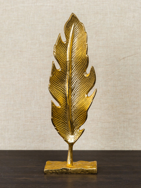 

Pure Home and Living Gold-Toned Textured Aluminium Leaf Stand Showpiece