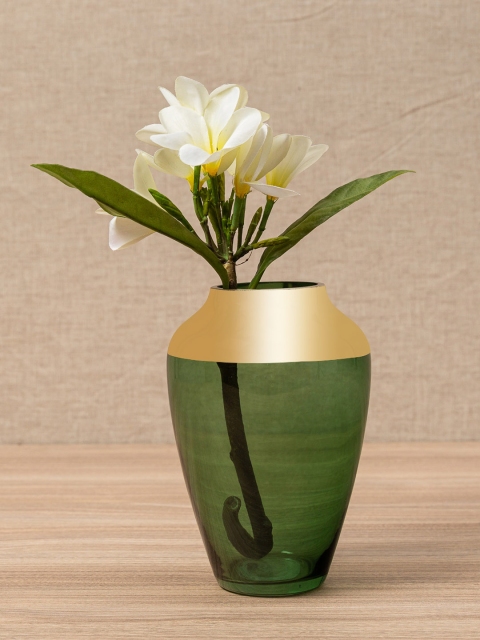

Pure Home and Living Green & Gold-Toned Colourblocked Glass Spring Flower Vase