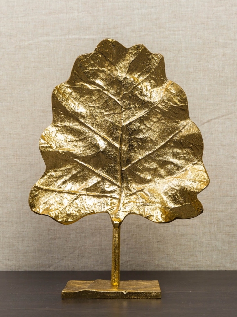 

Pure Home and Living Gold-Toned Textured Aluminium Leaf Stand Showpiece