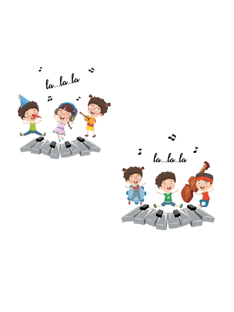 

rawpockets Multicolored Kids Enjoying Music Wall Stickers, Multi