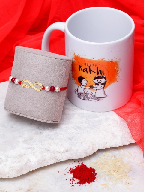 

PANASH Men Gold-Plated & Red Brass Handcrafted BRO Rakhi Gift Set