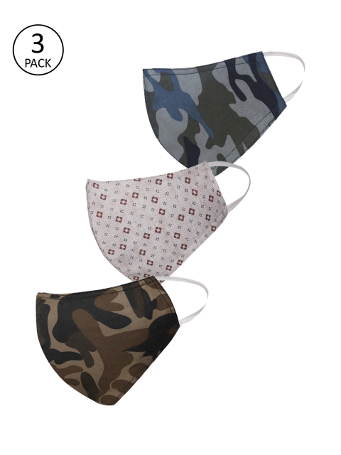 

JBN Creation Kids 3 Pcs Printed 3-Ply Anti-Pollution Reusable Cloth Masks, Grey