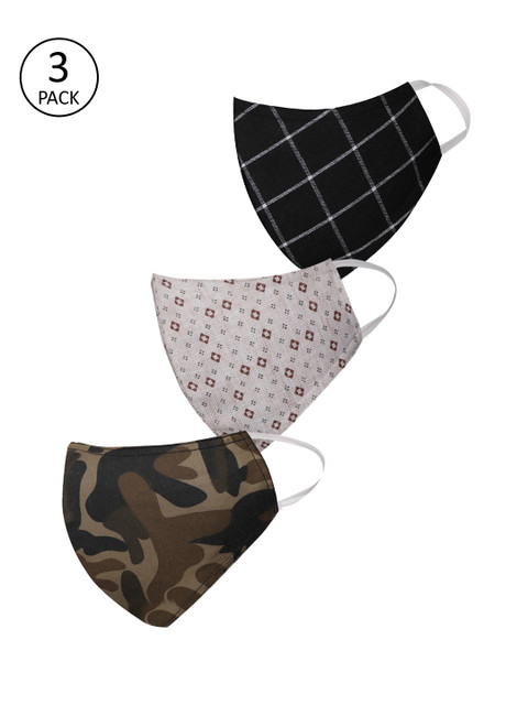 

JBN Creation Kids Pack of 3 Printed Reusable 3-Ply Cloth Mask, Black
