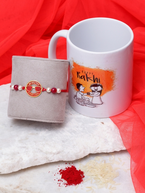 

PANASH Men Gold-Plated Red Brass Handcrafted Raksha Bandhan Rakhi & Mug